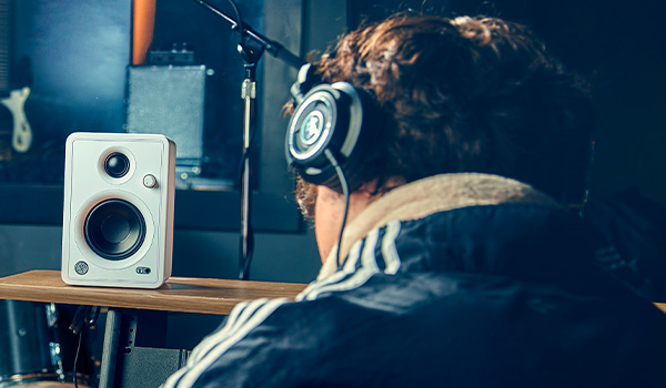 Mackie studio headphones and CR monitor